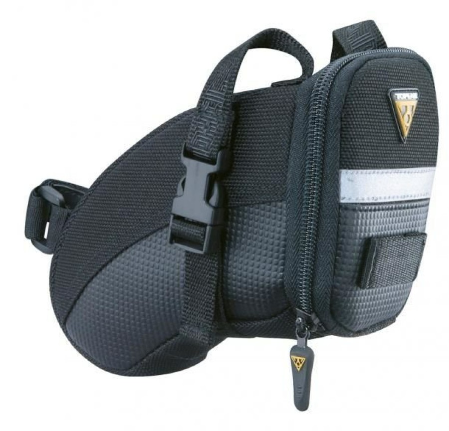 Accessories * | Topeak Aero Wedge Saddle Bag With Straps Large Cheap Online Black / Grey